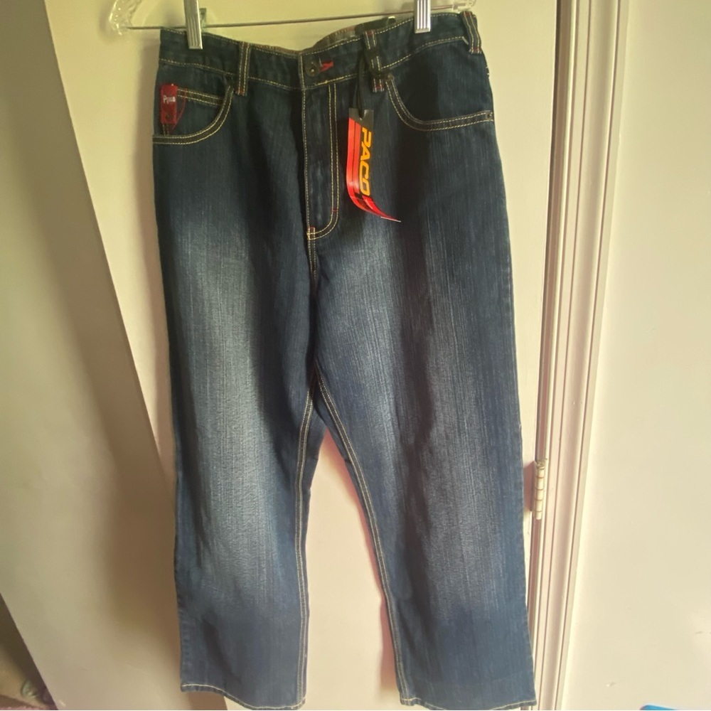 Paco Jeans vintage y2k baggy Straight Dark‎ Blue Jeans for Men 18 (30x30)